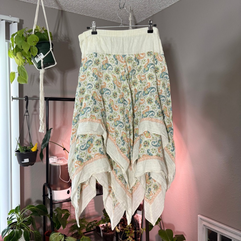 DKNY Jeans Paisley‎ Handkerchief Y2K Skirt Flowy Boho Festival Medium
